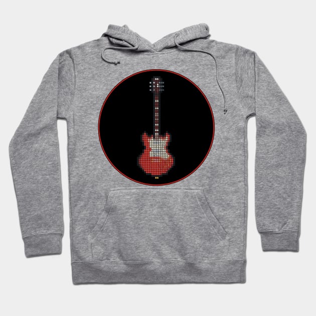 Tiled Pixel Red Pixie Guitar in a Black Circle Hoodie by gkillerb